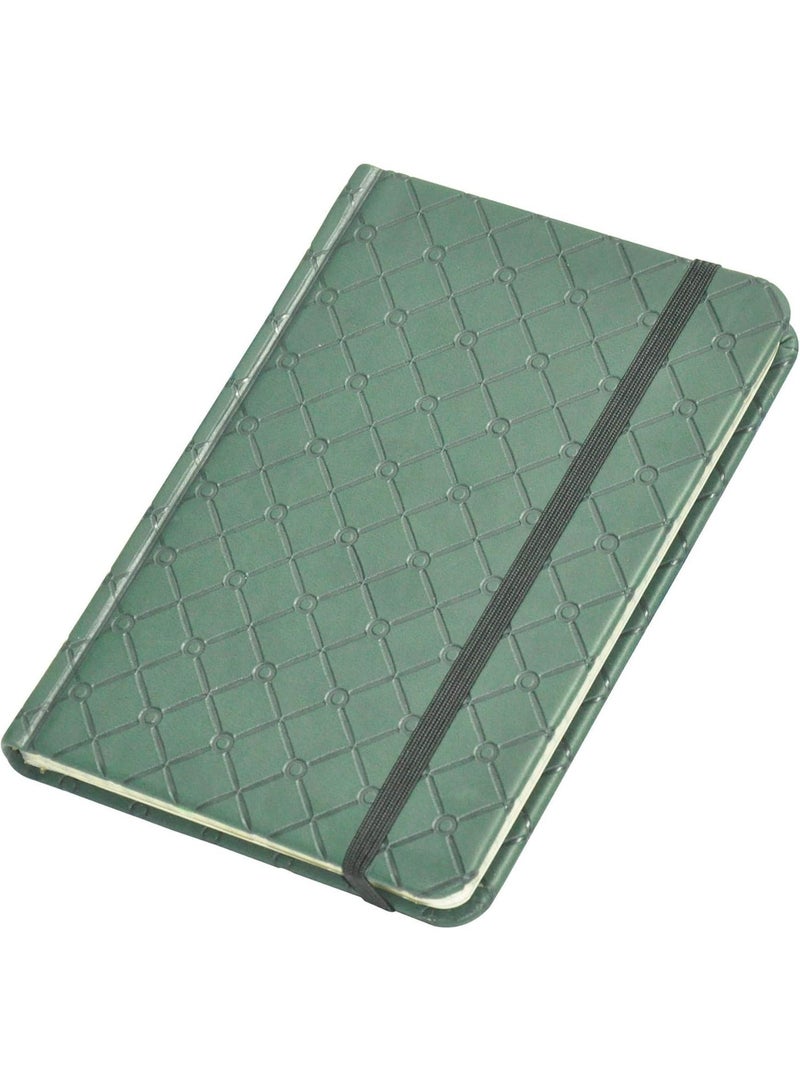 FIS Notebook With Elastic Band Italian PU Cover, Ivory Paper, 5 mm Square, Green Color, 96 Sheets With Gift Box, A6 Size - Image 1